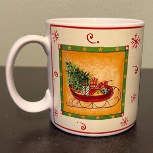 Sakura HAPPY HOLIDAYS Stoneware Mug ~ Art by Gracey Knight ~ Christmas Sleigh